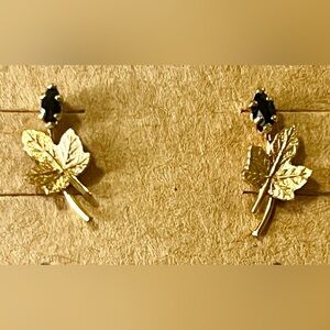 Vintage 14k GF Gold Leaf Earrings
